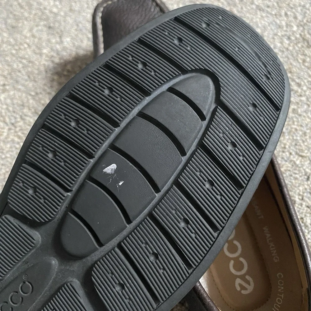 Ecco Driving Loafers Moccasins Men Sz 12  EU 46 Brown Pebbled Leather Comfort
